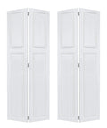 Fresh White Walnut Double Bi Fold Barn Door With Full Hardware Kit Set 96 By 80 Inches Solid MDF Sliding Closet Doors view showing two white barn doors.