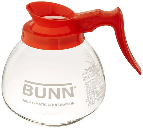Coffee Pot Decanter Carafe Set With 12 Cup Capacity, Three Pieces Including Two Black Regular And One Orange Decaf, Shatter Resistant