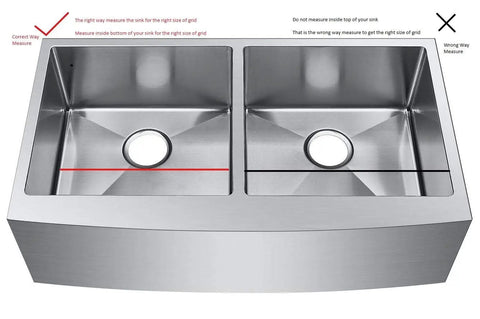 Measurement guide for Stainless Steel Kitchen Sink Bottom Grid 20 By 15 Inch T304 Grade Heavy Duty Rack with Soft Bumpers Protects Enamel