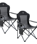 2 Pack Oversized Folding Camping Chair With High Back Padded Comfort, Steel Frame, Black, Portable Lawn Chairs for Adults