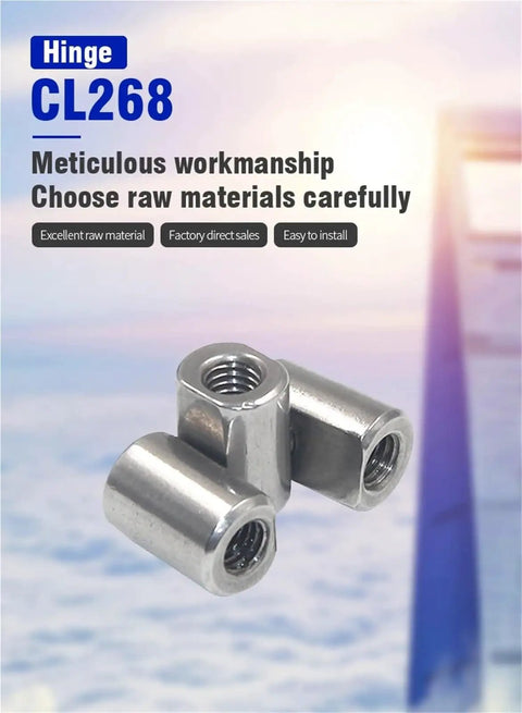 Close-up of Hidden Spring Door Hinge For Cabinets And Gates, Concealed Industrial Hinge, Right Push Release Style.