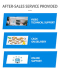 After-sales service provided including video technical support, cash on delivery, and online support options.