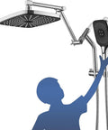 10 Inch High Pressure Rain Shower Head With Handheld Combo in Chrome, showcasing dual shower heads and built-in power wash mode