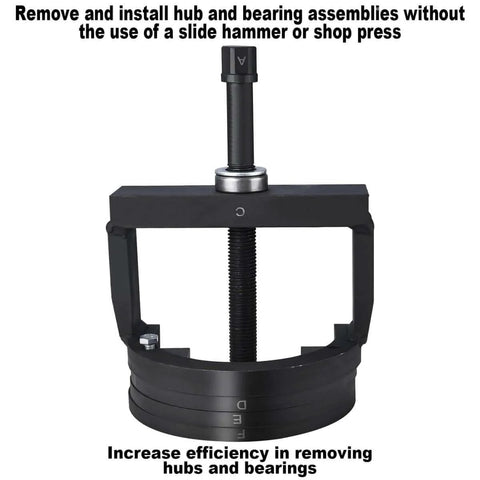 Ultimate Wheel Hub Removal Tool Set With C To U Sizes front view showing components for easy DIY car maintenance