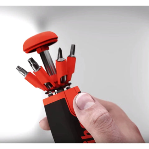 Ultra Driver 14 Piece 26 In 1 Bit Holder Set with 13 double-ended inserts displayed in a hand for DIY pros.