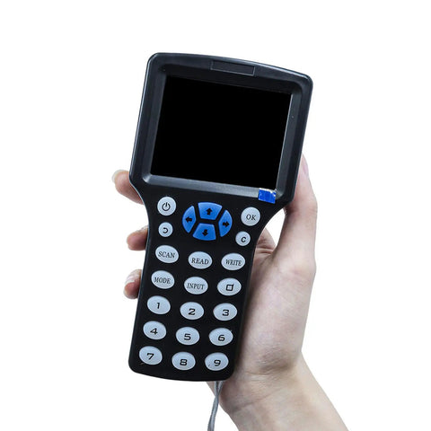 Multi Frequency RFID Reader Writer Kit With Free Software And USB For Easy Access Control And Home Security Reads And Writes HID And Other Cards Your Go To RFID Copier For Smart Cards And Gate Access That Just Works, handheld view