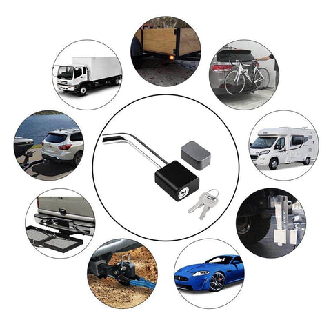 Trailer Hitch Receiver Lock Padlock Style With Swivel Head Five Eighths Inch Bent Pin, Class Three and Four, fits 2.5 Inch Receivers
