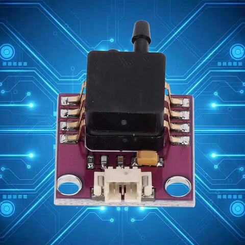 Front view of a compact breakout pressure sensor board for microcontrollers and prototyping with SOP package