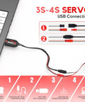 USB Servo Programmer Adapter Easy Peasy Setup Configurable Motor Controller With Windows Compatibility No Sweat Wiring For Rc Drone Hobby Rig connected to a laptop for setup.