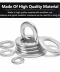 285 Piece Stainless Steel Fender Washer Kit M2 To M10 Flat Round Washers Anti Corrosion Universal Fastening Accessories