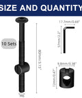 Diagram of M6x80mm black flat head socket head screws with barrel nuts and Allen wrench for furniture assembly, 10 sets included.