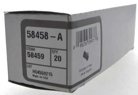 M6 Metric Extruded U Nuts 20 Pack Gray Low Profile Speed Nuts box showing item number and quantity for easy identification.