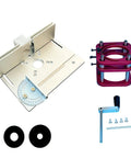 Professional Grade Aluminum Router Table Insert Plate Featuring Precision Flip Mechanism with adjustable fence and brackets.