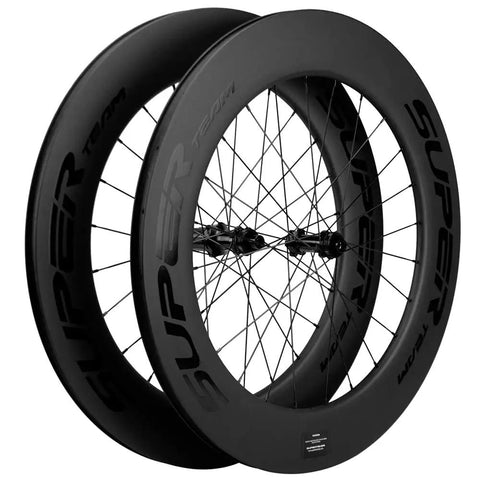 Dope Carbon Fiber Road Bike Disc Brake Wheelset 700c Tubeless Ready 88mm by 25mm Deep Rim Shimano 8-12 Speed Cassette