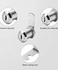 Cam Lock For Cabinets And Drawers, Quick Install Zinc Alloy Security Lock With Keys, Durable Replacement Hardware, detail view