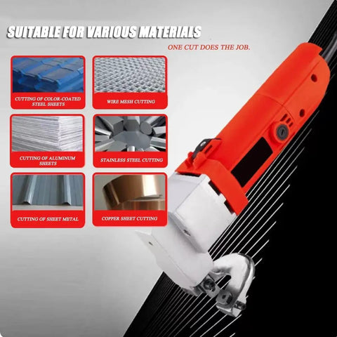 Pro Electric Metal Cutting Shears Heavy Duty Power Snips For Thin Stainless Steel Plates Professional Grade Cordless Tin Snips With Copper Motor cutting various metal materials.