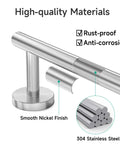 Brushed Nickel Hand Towel Bar For Bathroom Wall Mounted 9 Inch Towel Rack SUS304 Stainless Steel Towel Rod shown in nickel finish