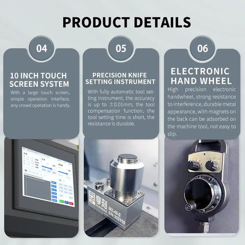 Desktop 4 Axis CNC Engraving Machine For Jade Wood And Metal Jewelry With 3D Precision Carving And Bracelets Surface Engraving Free Training Included For DIYers And Pros Today, featuring touch screen, knife setting, and hand wheel details
