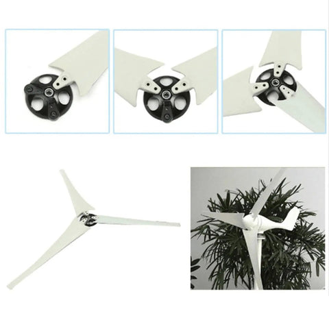Badass Sturdy Horizontal Axis Wind Turbine Hub And Cover Plate With Screws And Nuts Kit For 3 5 6 Blade Small Windmill Homestead Generator Parts showcasing assembled rotor blades and hub.