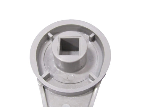 Reinforced Diverter Handle Knob For Spa Hot Tub 4 Inch Long 2 Inch Wide Gray Easy Swap Replacement Part Fits Most Standard 2 Inch Diverter Valves With Square Hole Tutorial Video Included, showing top view with square hole.