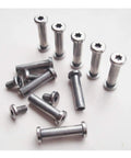 EDC Knife Screws And Rivets Pack Of 10 Sets Stainless Steel 304 Fasteners, arranged in a scattered view on a white background.