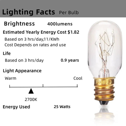 Himalayan Salt Lamp Bulbs Pack Of 12 T20 25W Incandescent Warm White 2700K 120V E12 Candelabra Base Lighting Facts.