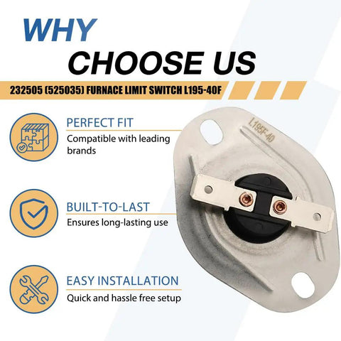 Furnace Limit Switch L195 40F Direct Replacement For SF 42 SF 42Q SFV 42 SHD2542 with features of fit and easy installation