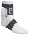 EVO Ankle Stabilizer Brace With Figure Eight Ballistic Nylon Straps For Real Support And Low Profile Fit Small Black on foot