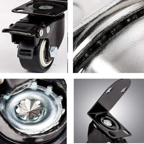 Heavy Duty Swivel Casters Four Piece Pack With L Bracket Smooth As Butter Roll Zero Fuss PVC Wheels For Flowerstands And Planters Crushes Weight Limits Black Two Inch Bearing Caster Set