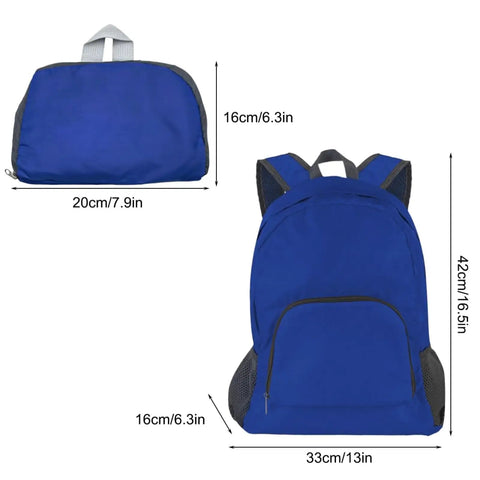 Two-Pack Lightweight Foldable Backpack Set Water-Resistant Packable 20L Travel Hiking Bags Navy Blue and Royal Blue size chart