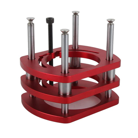 Rock Solid Aluminum Router Lift Base With 4-Jaw Clamping For Woodworking Tables And Engraving Tools, Precision Lift System For Small Trimming Machines, Vibration Free Performance red aluminum router lift base with 4-jaw clamp
