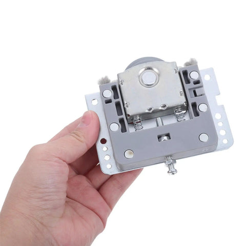 Smooth Sliding Closet Door Rollers With Built In Damping For Wooden Wardrobe Panels, hand holding durable roller kit