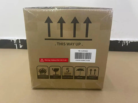 Box containing Ultra Lightweight 12V 50Ah LiFePO4 Battery With 50A BMS For RV Life, Marine Adventures, And Off-Grid Power