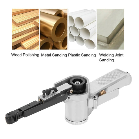 Heavy Duty Pneumatic Belt Sander 10mm Air Grinding Machine for various surface polishing and sanding applications.