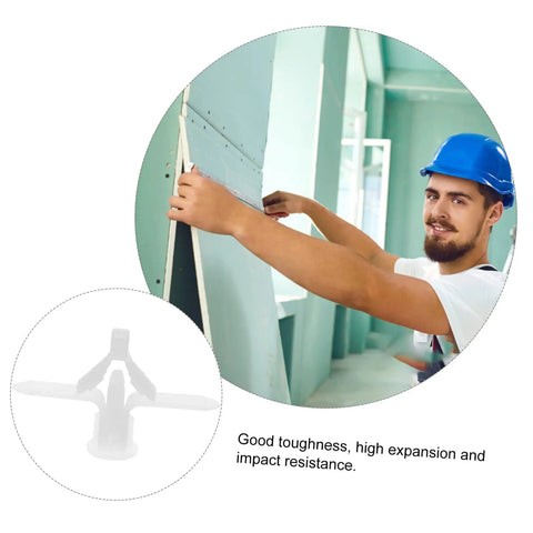 Worker installing drywall with 200pcs Aircraft Expansion Tubes for Plasterboard Easy Install Wall Fixers DIY Friendly Anchor Plugs