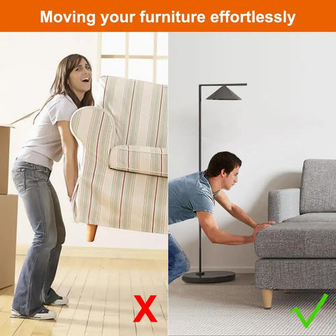 Before and after of Heavy Duty Stick Furniture Sliders And Glides Make Carpet And Hardwood Floors Glide Smooth As Butter With Scratch Resistant Coffee Colored Pads For Total Breeze Moves usage.
