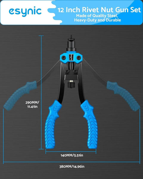 Pro Grade Rivet Nut Tool Kit With 6 Mandrels And 125 Rivet Nuts M3 To M10 Heavy Duty Hand Rivnut Gun for Metal Wood Auto Repair