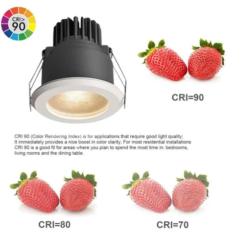 MXJCKSOQ 3CCT 3.5 Inch LED Recessed Lighting Anti-Glare Downlight with CRI 90+ for color clarity and enhanced lighting.
