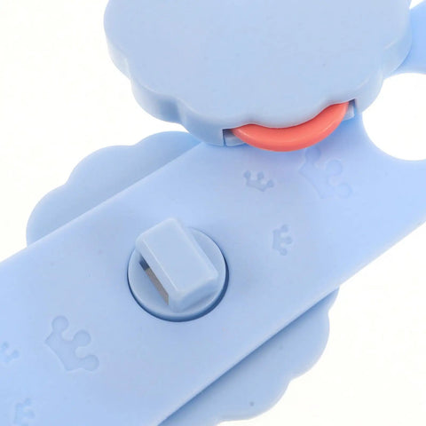 Close-up of sky-blue Childproof Cabinet Locks For Drawers And Doors with Strong Adhesive, ABS material, kid-friendly design.