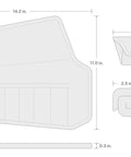 Technical diagram of Eight Tool Stubby Wrench Roll Organizer For Five Sixteenths To Three Quarters Inch Stubby Wrenches with dimensions.