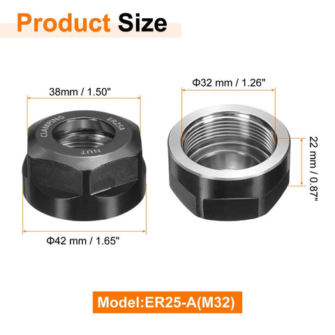 Dimensions of ER25 A M32 Collet Clamping Nut With Dynamic Balance Holes For CNC Lathe And Milling Tool Holders Built From 40Cr Alloy Steel