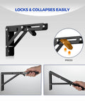 10 Inch Folding Shelf Brackets Set Of 2 Matte Black Heavy Duty Stainless Steel Triangular Design for easy locking and collapsing