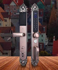 Slick Smart Fingerprint Door Lock Offering Dead Simple Keyless Entry And Hella Secure Password Backup With App Tracking Visitor Logs And No Sweat Setup For Modern Households, showcasing a rose gold finish.