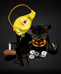 High Speed Fishing Reel With Gear Ratio Five Point Two To One Yellow Metal Casting Reel For Freshwater And Saltwater Beefy Max Power Performance Chrome Spool Durable Aluminum Body Large Spool Capacity 5000 Series Smooth Low Resistance Operation