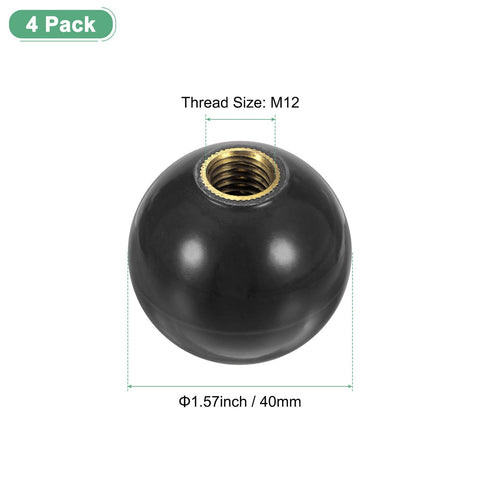 Four Pack Threaded Ball Knobs M12 Female Thread 40mm Diameter Thermoset Ball Knob Heavy Duty For Lathe Machine Lawn Mowers