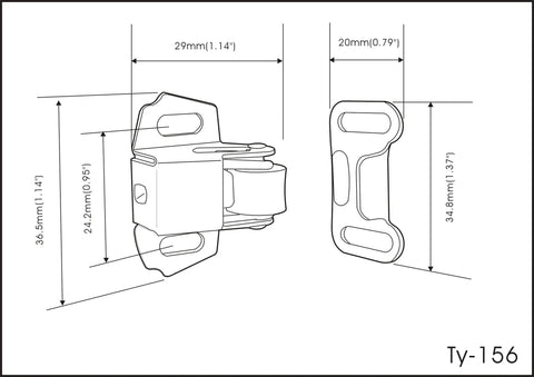 Heavy Duty Single Roller Door Catch For Closets And Cabinets Spring Loaded Matte Black Latches dimensions diagram with measurements.