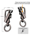 Forever Match Lighter With Multitool Keychain Bottle Opener Waterproof Reusable Matchstick For Outdoor Survival Camping Double Ferro Rod Design Delivers Over 20000 Strikes Must Have Gift Idea - dimensions and flint placement shown