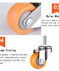 Built Tough As Nails Yellow Nylon Swivel Caster Wheels Metric Threaded Stem detail, showcasing nylon wheel and chrome plating.