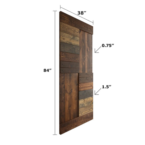 Solid Wood Sliding Barn Door 38x84 Inches With Hardware Kit Multi Color Finish DIY Assembly Required Space Saving Pantry Laundry Closet Office Door Durable Farmhouse Style