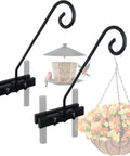 Solid As A Rock Heavy Duty Deck Hooks For Hanging Flower Baskets Bird Feeders And String Lights mounted on rails showing usage.